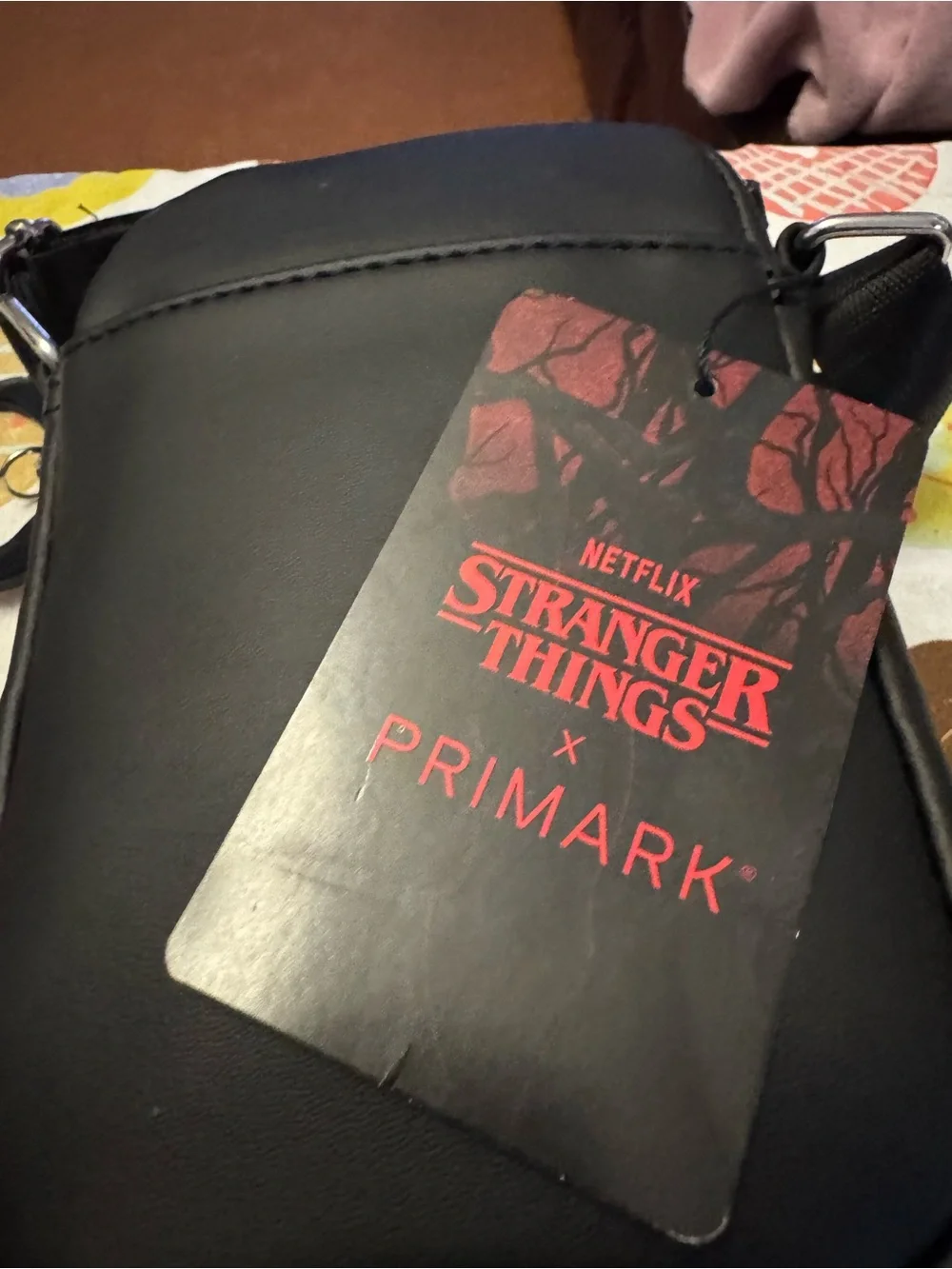 Primark Black Stranger Things Crossbody Bag with Red Logo
